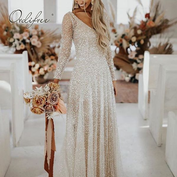 

summer women party long sleeve see through sequin maxi dress 210415, Black;gray