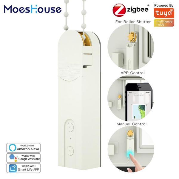

smart home control zigbee diy motorized roller blinds/shades drive motor hub tuya life app alexa google voice