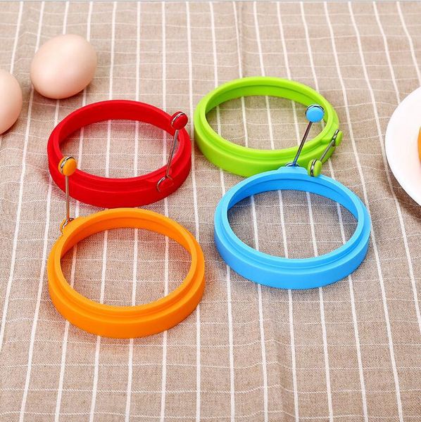 Cuore rotondo Fry Egg Ring Pancake Poach Mold Silicone Egg Ring Stampi Round Kitchen Cooking Tool Pancakes Baking Accessory DH7576