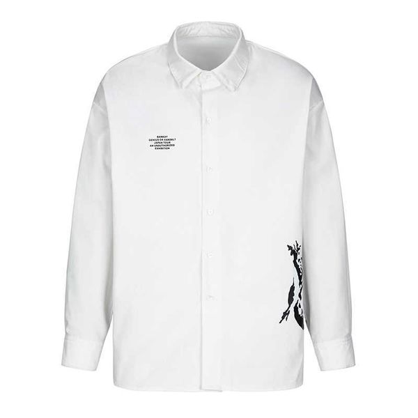 

men's casual shirts special price / flower throwing graffiti print silhouette high street loose simple and women's long sleeve bas, White;black