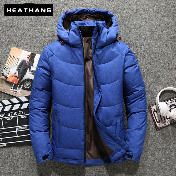 

white duck feather men's coat, casual et, hoodie, low winter, Black