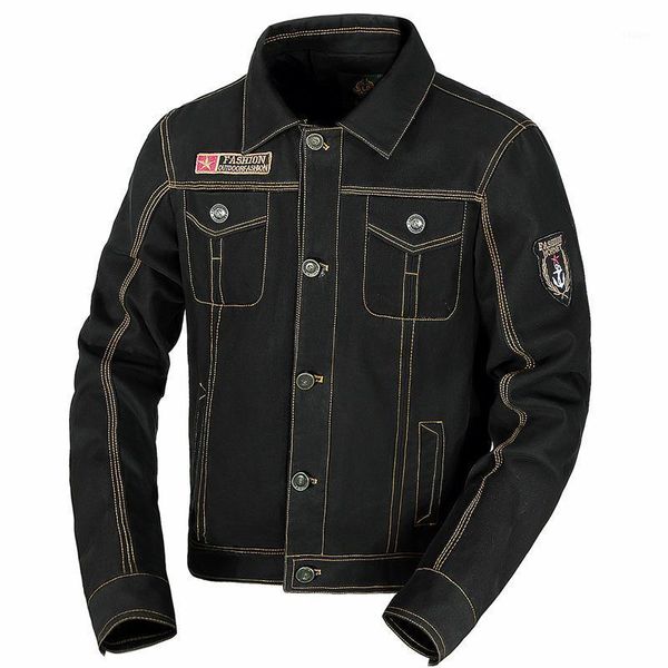 

men's jackets cotton washed casual jacket military epaulettes oversized coat embroidered youth multi-pocket tooling winter men, Black;brown