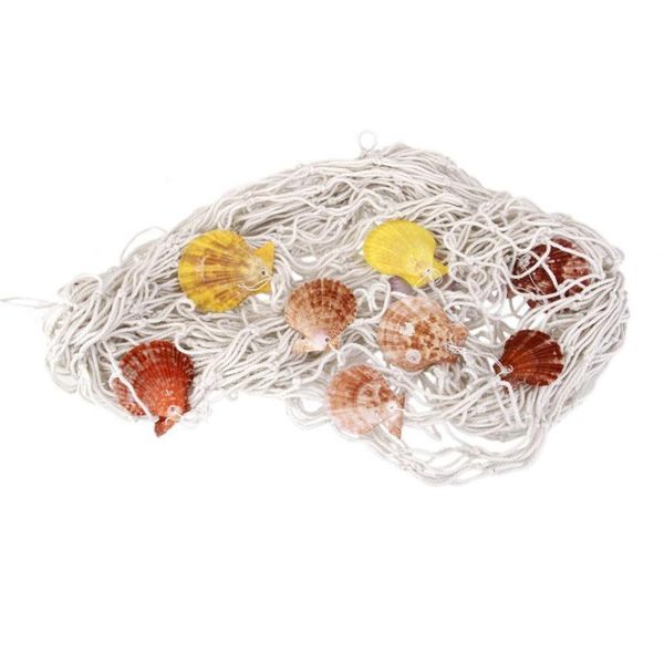 

novelty items 1*2m mediterranean style decorative fish net with shells pographing background