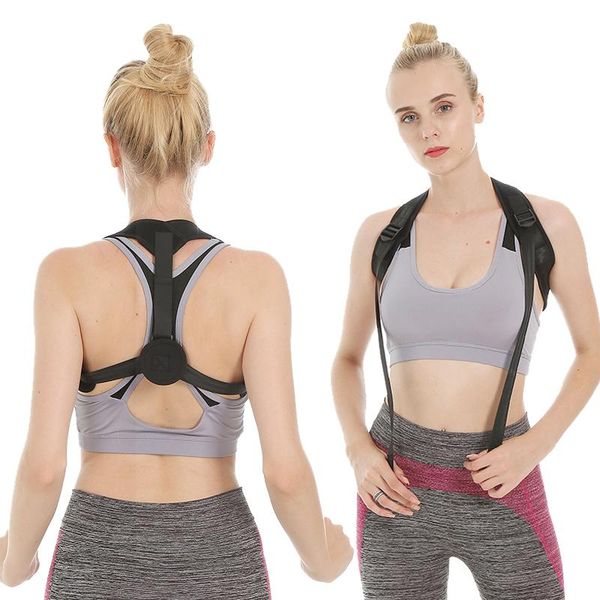 

spine posture corrector back shoulder correction band humpback pain relief brace support, Black;blue