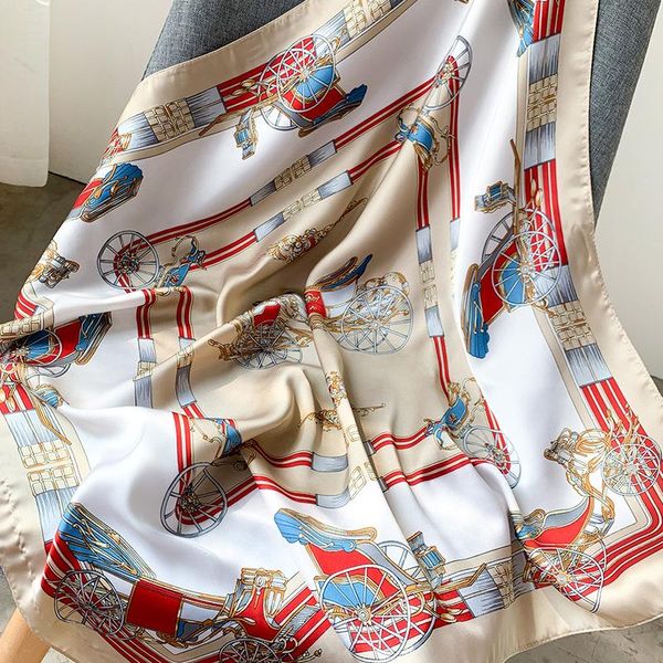 

scarves 2021 summer square print silk scarf women shawls and wraps fashion office small hair neck hijabs foulard, Blue;gray