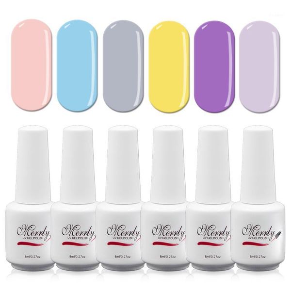

merrly gel varnish professional nails for art uv led paint colors design 8ml nail1, Red;pink