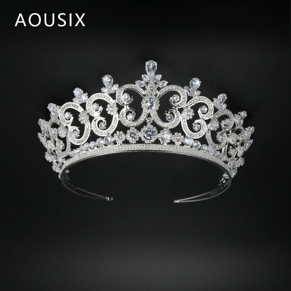 

hair clips & barrettes aousix baroque luxury silver plated crystal bridal tiaras crown zircon pageant diadem cz headbands wedding accessorie, Golden;silver
