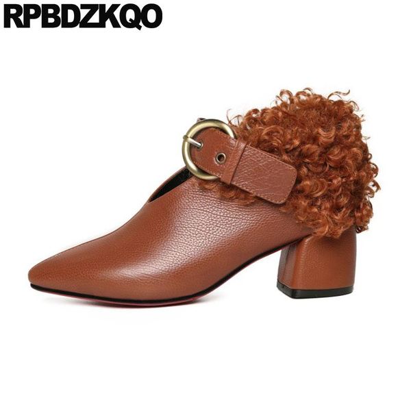 

dress shoes pointed toe block 11 43 brown plus size  42 medium heels big women pumps 2021 fur designer korean 33 genuine leather, Black