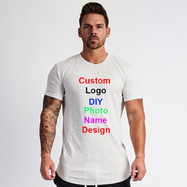 

customized print t shirt men diy po brand sports tees short sleeve t-shirt mens clothes gym bodybuilding fitness tshirt 210421, White;black