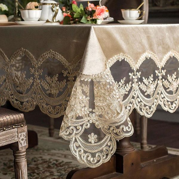 

table cloth high grade european lace tablecloth fabric rectangular dining cover champagne coffee nordic chair