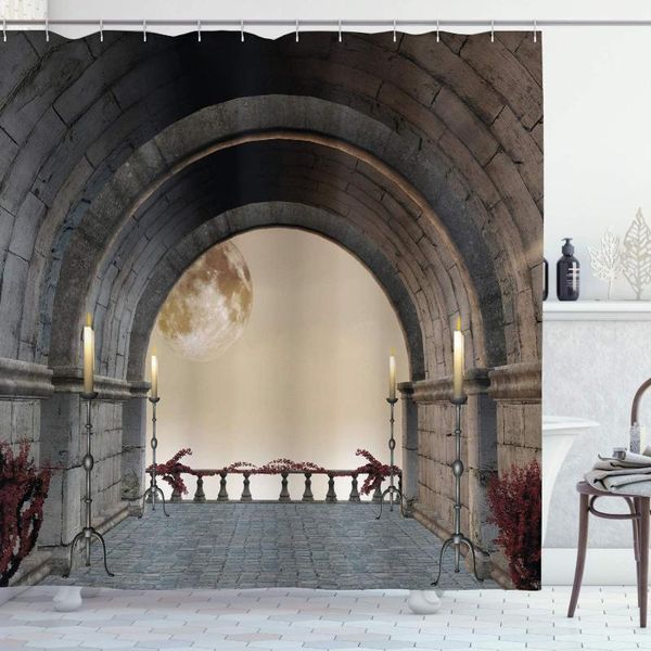 

shower curtains gothic curtain middle age balcony of stone castle with candles renaissance vintage waterproof bathroom decor hooks