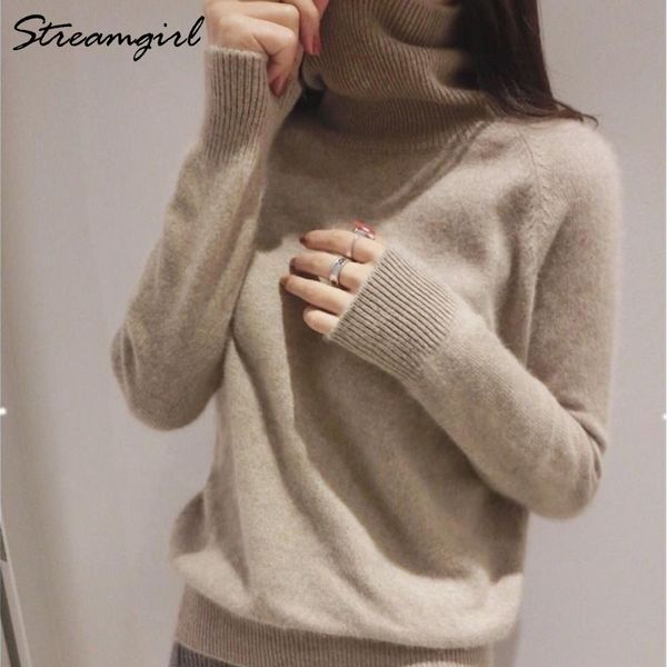 Streamgirl Maglione invernale in cashmere Donna Maglioni e pullover Dolcevita nero Donna Maglione in cashmere caldo maglione spesso Donna 210421