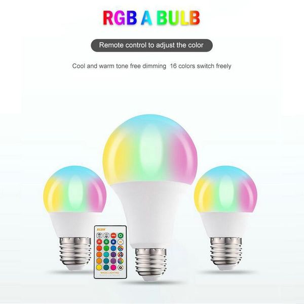 

bulbs 220v e27 rgb led bulb lights 3w 5w 10w rgbww light 110v lampada changeable colorful rgbw lamp with ir remote control