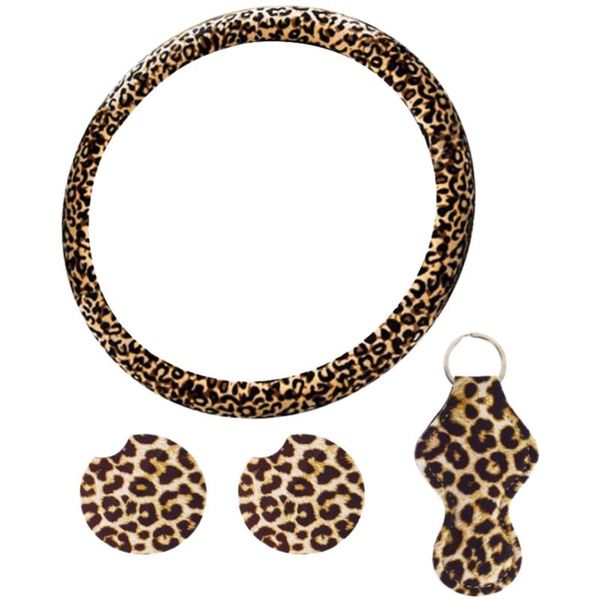 

steering wheel covers 1 set/4pcs car interior decor leopard printed grip cover