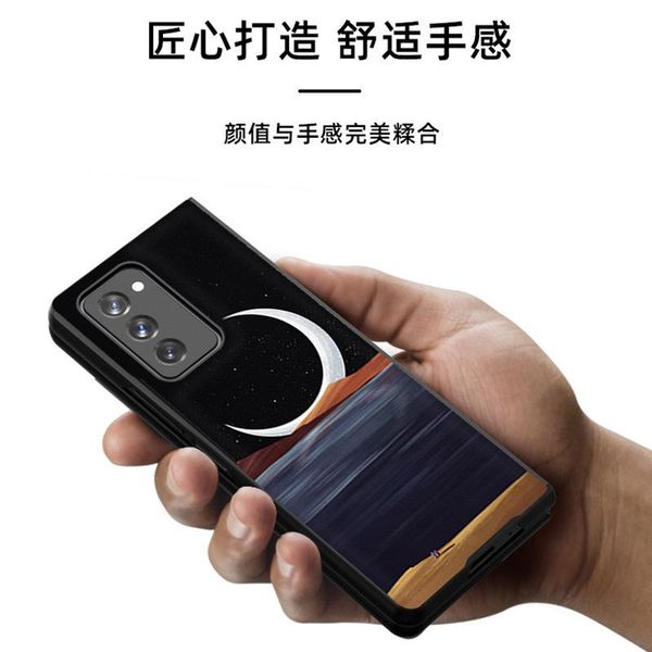 

cell phone pouches painting leather case for samsung galaxy fold 5g w20 cover fully fitted luxury shockproof z fold2 cases