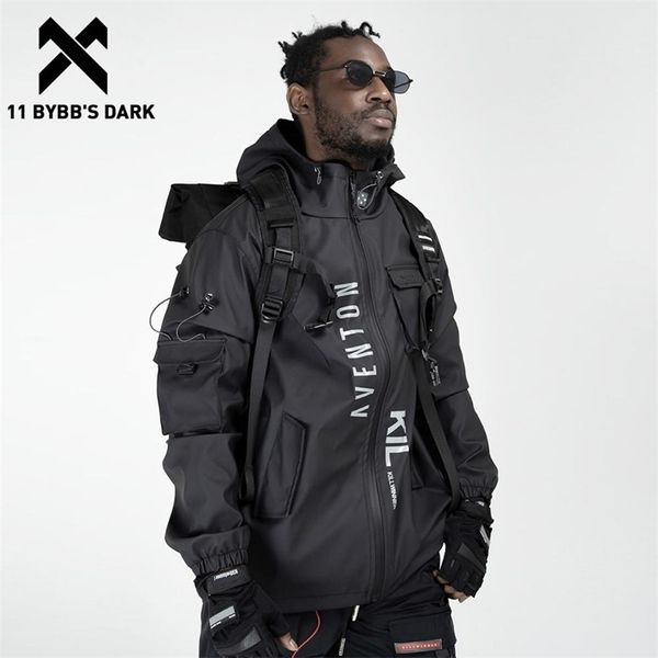 

11 bybb's dark multi pockets cargo jackets men windbreaker hip hop streetwear outdoor techwear harajuku coats 211214, Black;brown