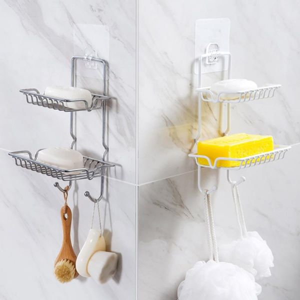 

soap dishes stainless steel double layers dish holder bathroom shelf storage rack box tray support plate draining
