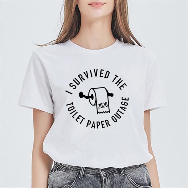 

daily cool toilet paper women t shirt elegant casual harajuku i survived the outage of, White