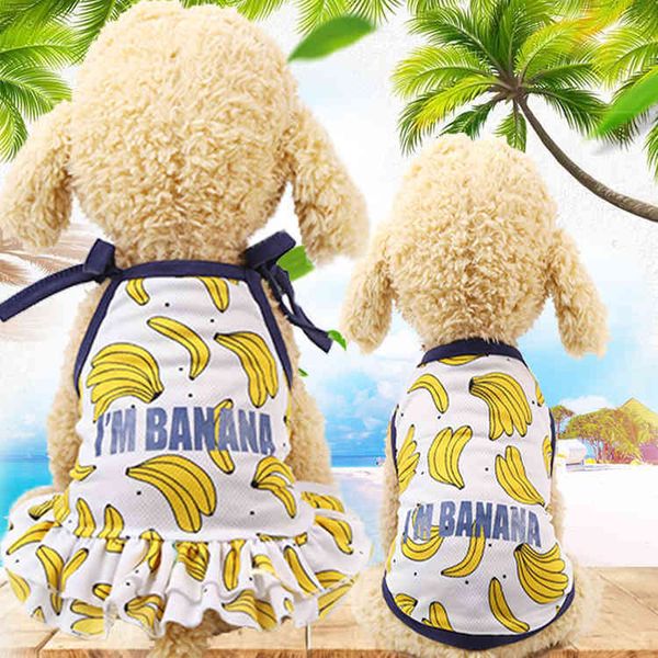 

pet spring summer banana skirt vest lovers pet dog cat clothes new