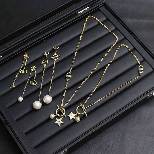 

70% off / new pearl simple style necklace net red fashion star bracelet women's letter earrings, Silver