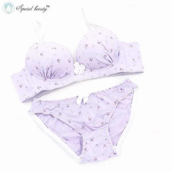 

bras sets special beautyviole color pure cotton broken flower soft super comfort push up breathe y wire bra set, Red;black