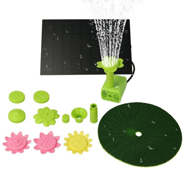 

solar fountain with colorful flower type nozzles powered pump garden pond bird bath floating water decorations