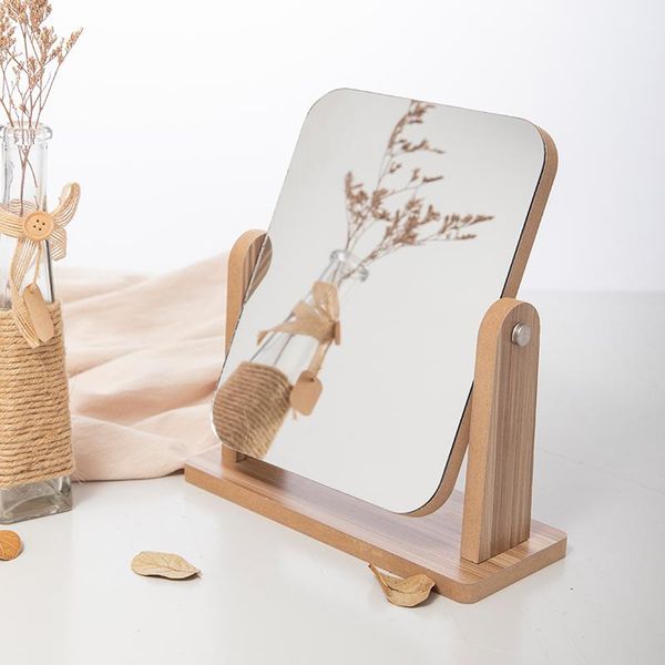 

mirrors high definition wooden women desk mirror rotary dressing single side folding beauty student dormitory