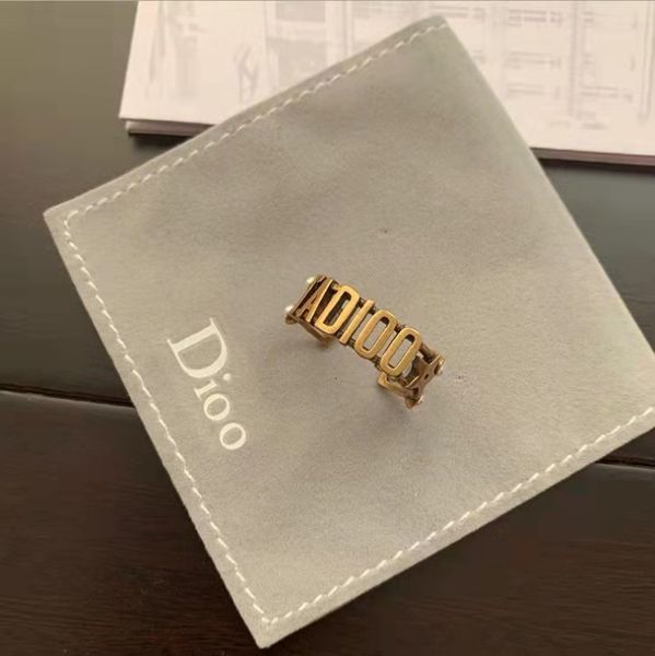 

ring d home / dijia ja letter open fashion trend brass pearl index finger, Silver