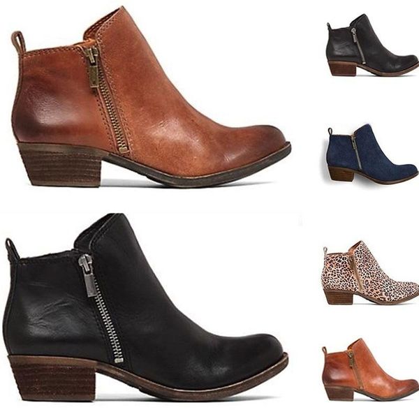 

boots ladies chaussure women spring autumn shoes woman zapatos mujer sapato girls ankle square chunky low heels booties xz181112, Black