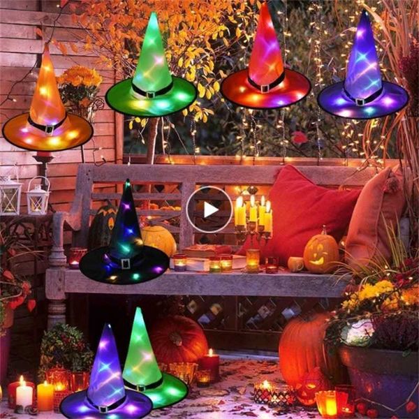 

halloween glowing children witch hat with led lights holiday hanging decoration party prom drs up costume prop