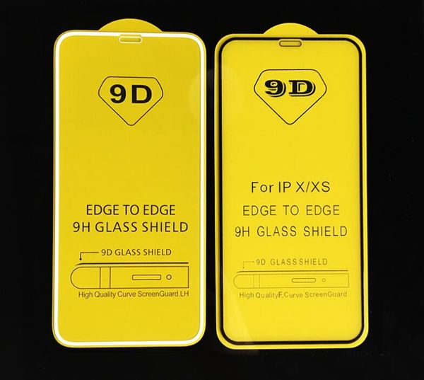 9D Full Cover Kleber gehärtetes Glas Telefon Displayschutzfolie für iPhone 12 MINI PRO 11 XR XS MAX 8 7 6 S