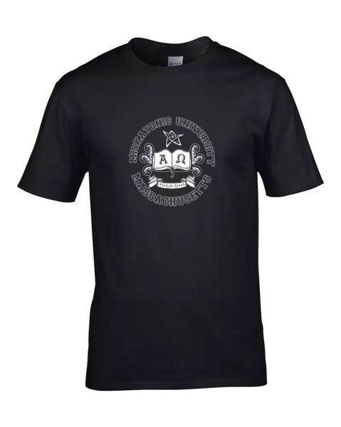 

miskatonic university- cthulhu lovecraft inspired men's t-shirt, White;black