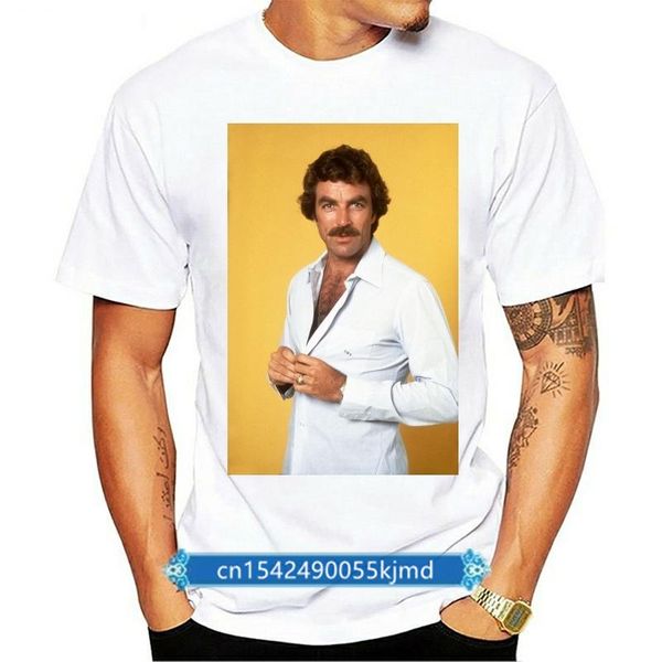 

men's t-shirts 2021 summer casual short sleeved t-shirt tom selleck, White;black