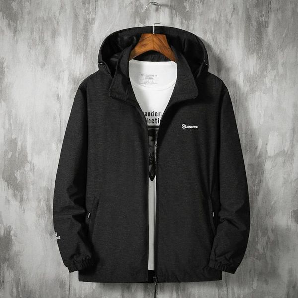 

men's jackets plus size solid black orange dark gray mens hooded 2021 autumn winter casual male coats zipper oversize, Black;brown