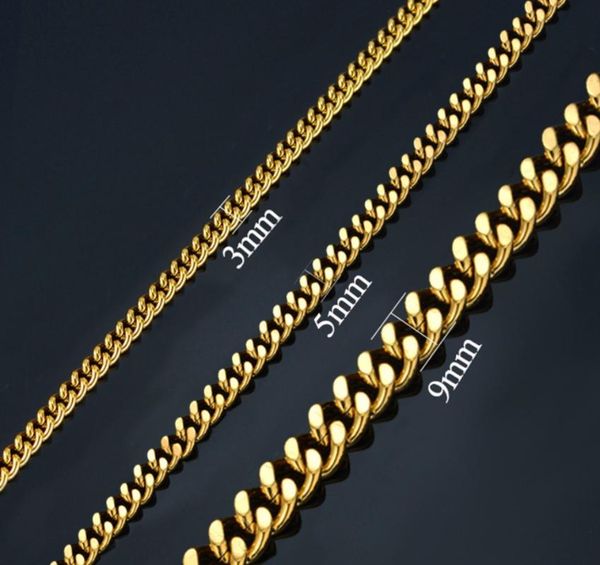 

chains neck heavy gold chain for men big long necklaces male color hiphop stainless steel cuban necklace 2021 collares, Silver