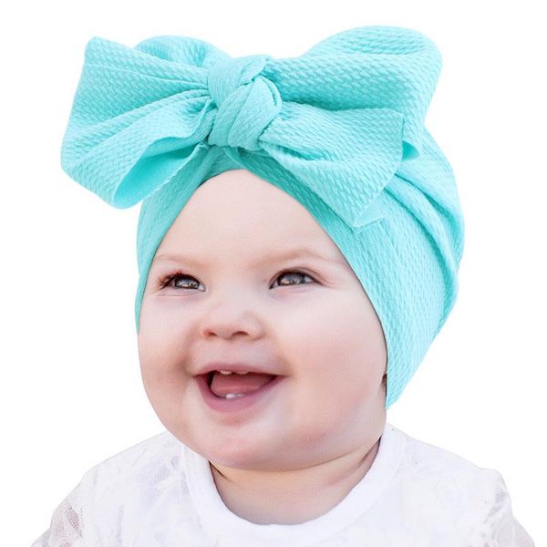

caps & hats spring summer kids bow solid bonnet cute nightcap child sleeping cap comfortable infant beanie turban hat baby accessories pink, Yellow