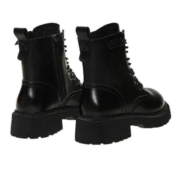 

boots botas planas de charol para mujer, botines cortos terciopelo, antideslizantes, moto, otoÃ±o e invierno, Black