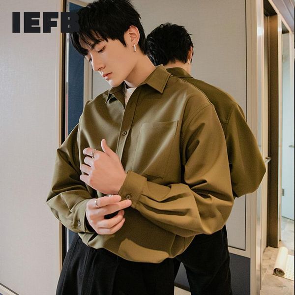 

men's spring 2021 solid color casual shirt long sleeve korean fashion loose oversized white for male 9y6489 shirts, White;black