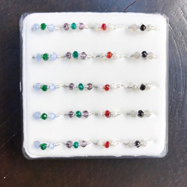 

other 2021 design natural crystal nose ring body jewelry puncture ornament 925 sterling silver studs, Slivery;golden
