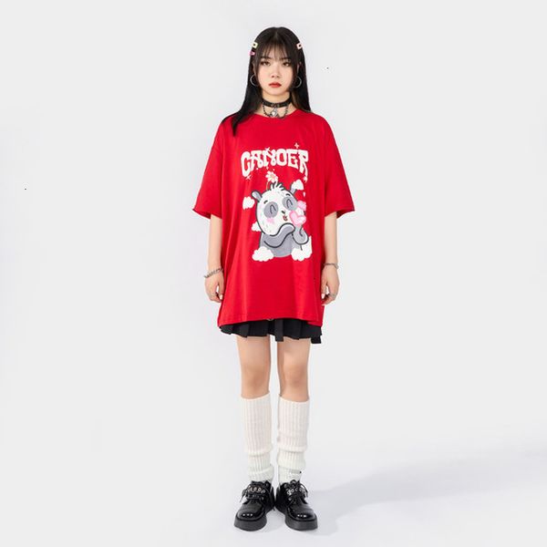 

women's t-shirt street fun foam printing national fashion short sleeve tshirt men and women cute panda tide hip hop couple tee, White