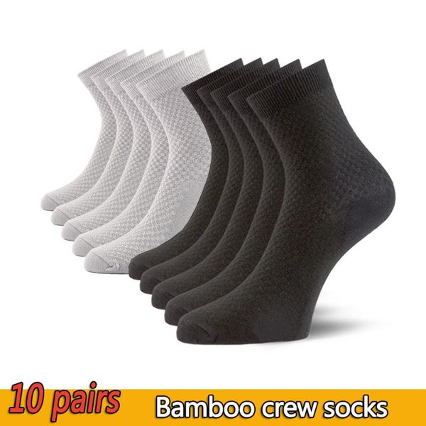 

pairs pack bamboo fiber socks men soft breathable compression long business casual men's crew sock, Black
