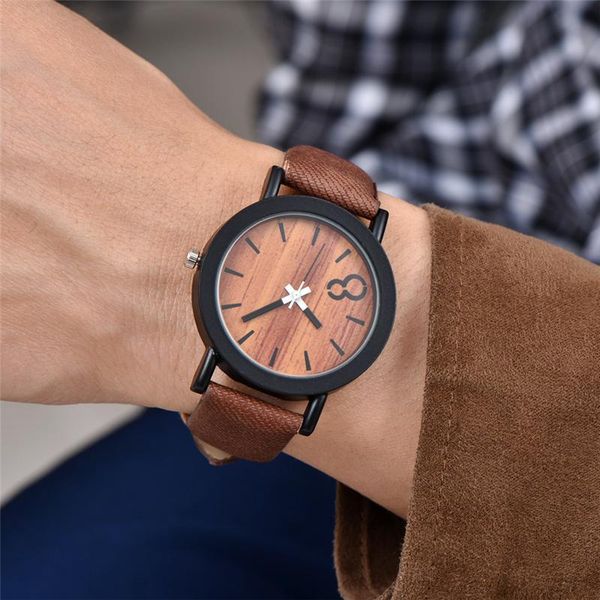 

wristwatches simulation wooden quartz men's watches casual pu leather watch imitation wood clock male wristwatch relogio masculino, Slivery;brown