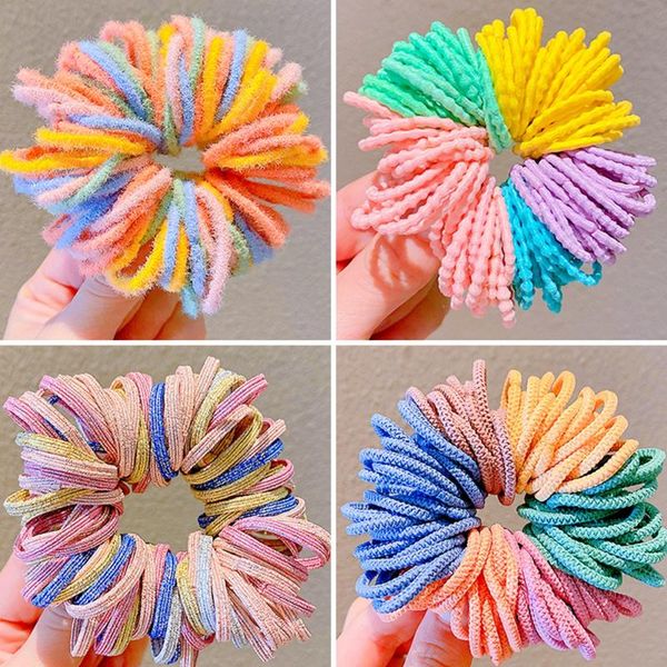 

hair accessories 100pcs/set girls cute colorful basic spiral elastic bands small pigtail tie scrunchie rubber band kid, Slivery;white