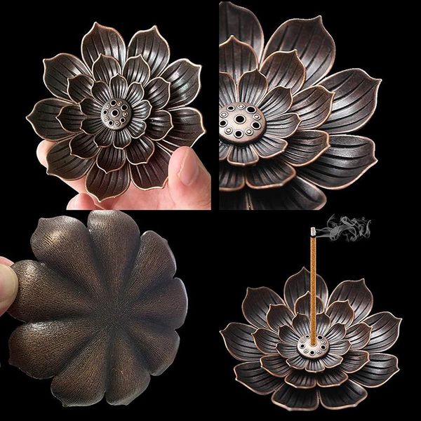

3-in-1 brass incense stick holder 5 holes lotus burners holders detachable b1 fragrance lamps