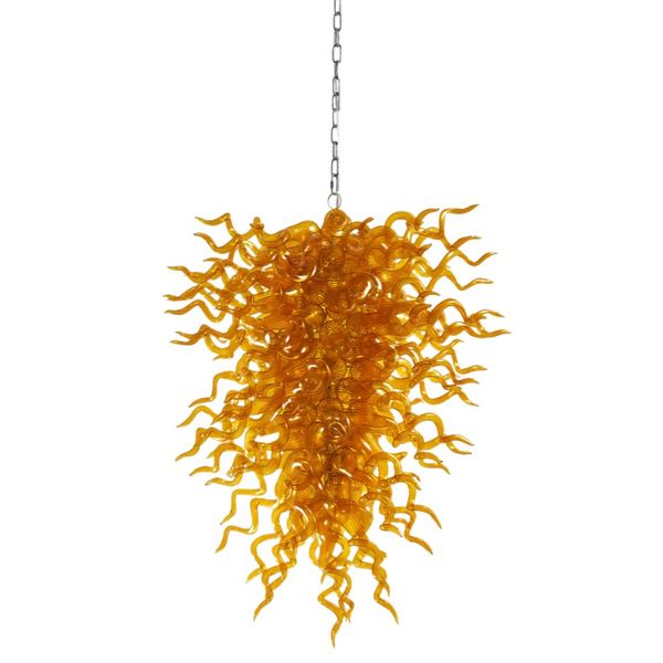 

modern led lamps creative custom made hand blown yellow glass crystal chandelier for home bedroom decoration chandeliers