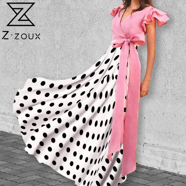 Mulheres vestido manga borboleta v-pescoço de v-pescoço sexy vestidos de cor correspondência de cor plus tamanho rosa ponto verão roupas 210524