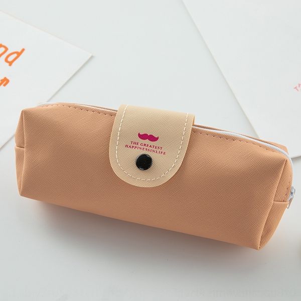 

yc7 korean simple beard bags button pu large capacity student stationery pencil pencilstationery bag made to order