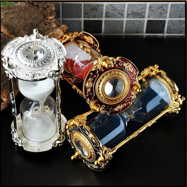 

other clocks & accessories zp01 carving patterns zinc alloy silver/red/blue 15mins sand glass timer clock hourglass tableware home decoratio