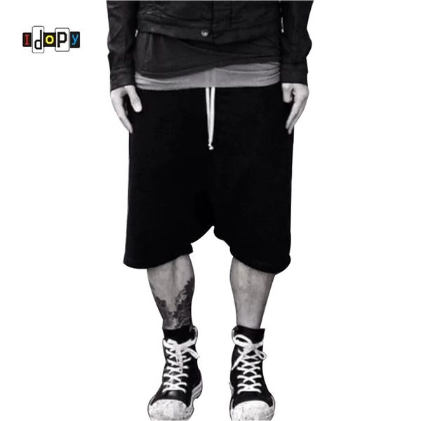 Highstreet Sommer Herren Drop Crotch Shorts Baggy Lose Kordelzug Hip Hop Schwarze Urban Kleidung Jogger Harem Hosen für Männchen 210629