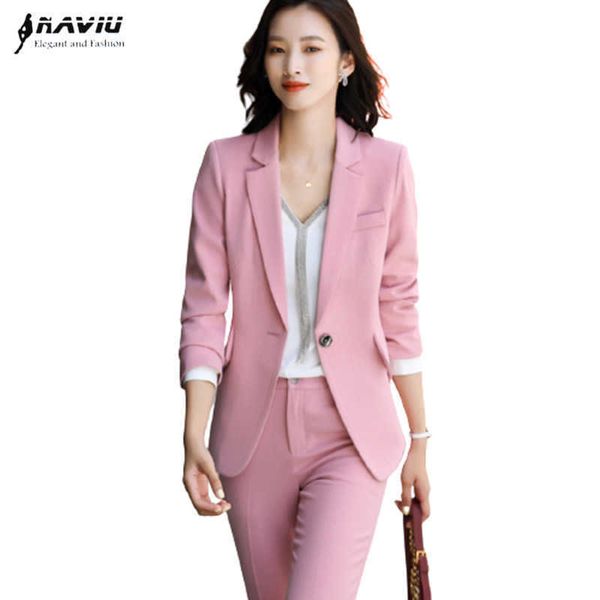 

professional temperament women pants suits fashion business formal interview slim blazer sets office ladies work wear 210604, White;black
